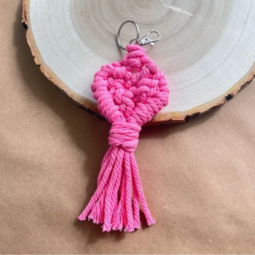 Handmade Handcrafted Macrame Keychain HEART